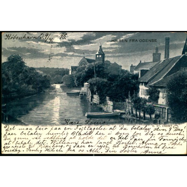 Hilsen fra Odense - C. St. Eneret u/n - Brugt 9 - 7- - 1898 !!