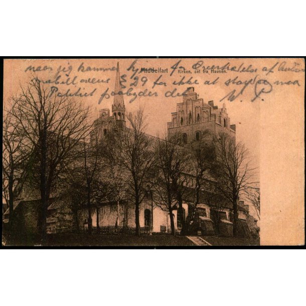 Middelfart - Kirken set fra Havnen - J.G. Kreutzers Papir u/n - Brugt