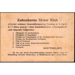 Kbenhavns Motor Klub - Kbh.K  - u/n - Brugt. 