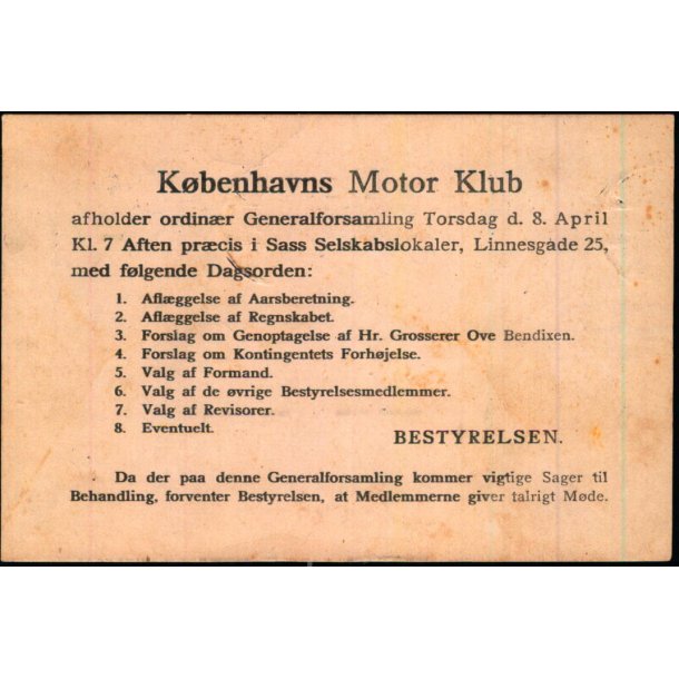 Kbenhavns Motor Klub - Kbh.K  - u/n - Brugt. 