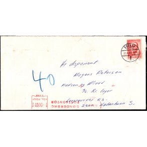 Efterporto - Brev fra Odense 21 - 4 - 69   til Kbenhavn S.   - Efterporto 40 re - Stempel !