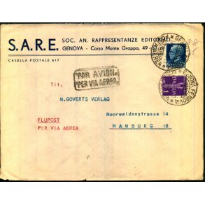 Luftport - Censurbrev fra Italien  17 - 4 - 40 - Til Hamburg