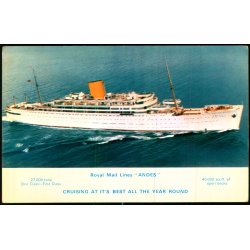R.M.S. Andes - Royal Mail Lines - D.G. 5/69 - Ubrugt