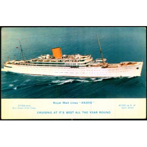 R.M.S. Andes - Royal Mail Lines - D.G. 5/69 - Ubrugt