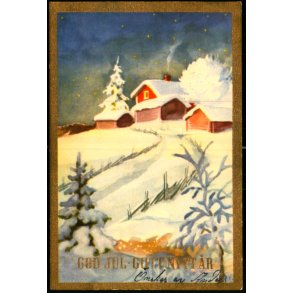 God Jul - Gott Nytt r - Lille Kort 7x10 cm - Svensk u/n - Brugt