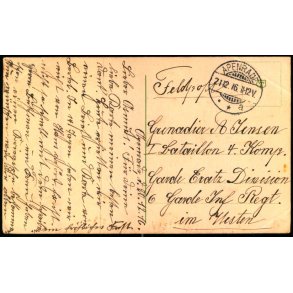 Feldpost - Apenrade  21 - 12 - 16  - Til 1. Batelillon 4. Komp. - Billedside : Weihnachten
