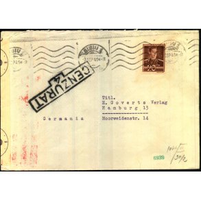 Censurbrev fra Rumnien  3 - 9 - 41 - Til Hamburg