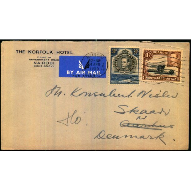 Luftpost Brev fra Kenya til Danmark - 24 - 4 - 1950