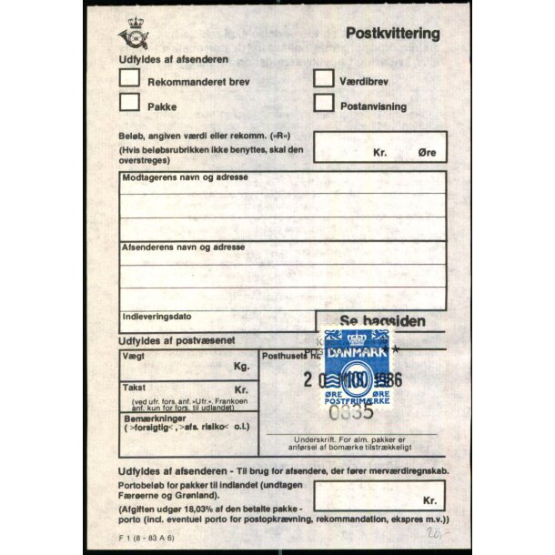 Postkvittering - 10 - 10 - 86