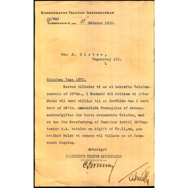 Kj�benhavns Telefon Aktieselskab - 1932