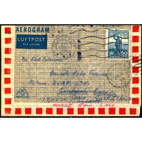 Luftpost Brev (Aerogram) fra Danmark til Danish Nato Trainee - Canada - 23 - 10 - 58