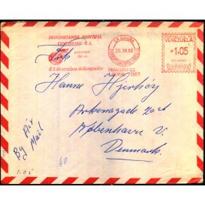 Luftpost Brev fra Venesuela til Danmark - 20 - 12 - 60