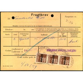 Fragtbrev -  1,25kr Rigsvben Prov.  - Fra Esbjerg til Fan 3. Nov. 1965