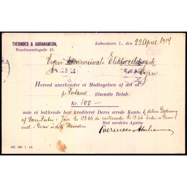 Tvermoes &amp; Abrahamson - Kbh.  - u/n - Brugt