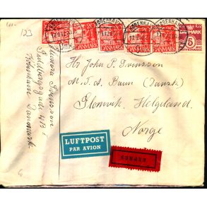 Luftpost - Expres - Censurbrev fra Danmark  17 - 9 - 42 - Til Norge