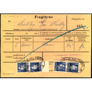 Fragtbrev - 4 x 80 re Fr IX  Prov.  - Fra Esbjerg til Fan 18. Nov 1969