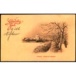 Faaborg - Gl�delig Jul - Udsigt fra Langelinie - F.C. Alstr�ms Bogh. 40104 - Brugt