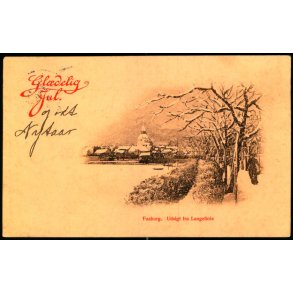 Faaborg - Gl�delig Jul - Udsigt fra Langelinie - F.C. Alstr�ms Bogh. 40104 - Brugt