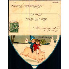 Julhälsning - Kartonkuvert med indsat kort - Brugt