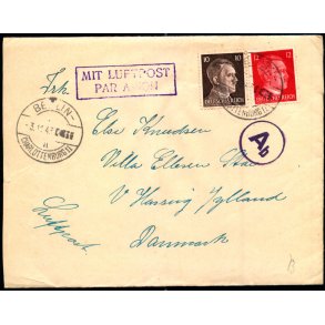 Luftpost  Censurbrev med indhold fra Tyskland  3 - 11 - 43 - Til V. Hassing