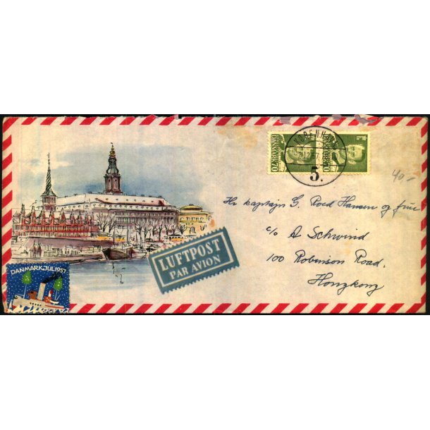 Luftpost Brev fra Danmark til Hong Kong - 2 - 12 - 57