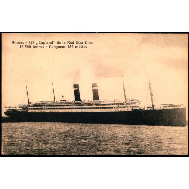 Anvers - S/S "LAPLAND" -  De La Red Star Line -  u/n - Ubrugt
