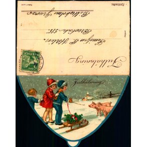 Julhälsning - Kartonkuvert med indsat kort - Brugt