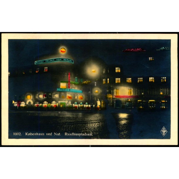 Kbenhavn ved Nat - Raadhuspladsen - 1002