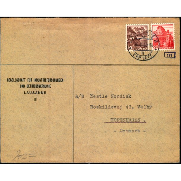 Censurbrev fra Schweiz 26 - 11 - 43 - Til Kbenhavn