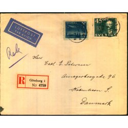 Luftpost brev fra Sverige - Rekomaderet - 6 - 7- 37