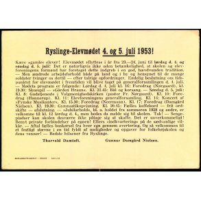 Ryslinge - Elevm�det 4. og 5. Juli 1953 - Helsagskort u/n - Brugt