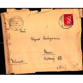 Censurbrev fra Tyskland med censureret Indhold 2 A4 Sider -  12 - 1 - 45 - Til Danmark