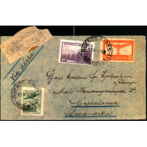 Luftpost Rekommanderet Brev fra Argentina til Danmark - 17 - 2 - 48