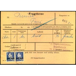 Fragtbrev - 2x 80 re Fr IX  Prov.  - Fra Esbjerg til Fan 13. Okt ?