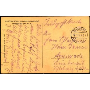 Feldpostkarten - Marburg 16 - 1 - 15  - Til Apenrade - Billedside : Marburg