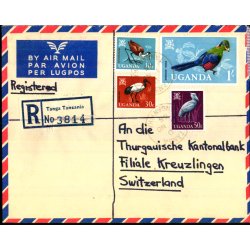 Luftpost Rekommanderet Brev fra Uganda til Schweitz - 1 - 11 - 65