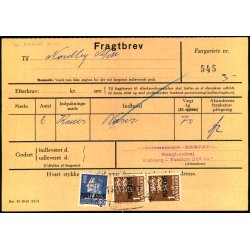 Fragtbrev - 1 x 80 re Fr. IX og 2 x 1 kr Rigsvben Prov. - Fra Esbjerg til Fan 15. Nov 1969