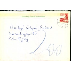 Efterporto - Brev fra Langeskov 20 - 6 - 86   til Nyborg  - Efterporto 200 re. 
