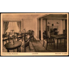 Cunard - R.M.S. Franconia - Lounhe - Second Class - u/n - Ubrugt