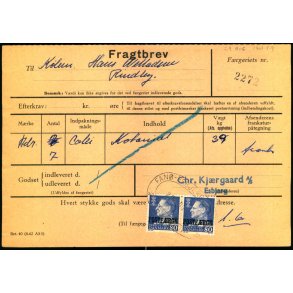 Fragtbrev - 2x 80 re Fr IX  Prov.  - Fra Esbjerg til Fan 29. Aug. 1967