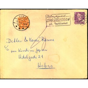 Efterporto - Brev fra Kbenhavn 4. Apr. 1957   til Hobro  - Efterporto 10 re. 