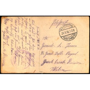 Feldpost - K.D. Feldpostxped.   28 -9 -16 - Til 4/6 Reg. - Billedside : Fotokort