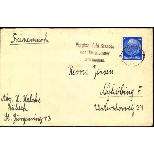 Censurbrev fra Tyskland  15 - 6 - 36 - Til Nykbing F.