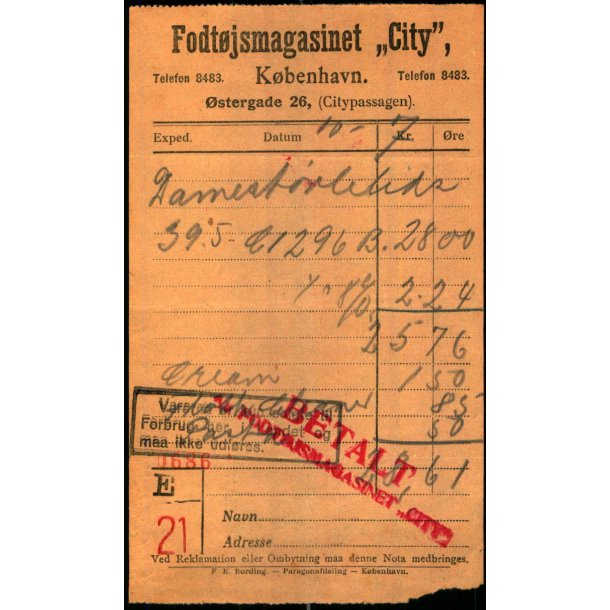 Fodt�jsmagasinet "City"