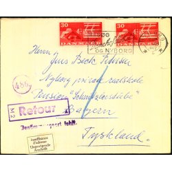 Returbrev sendt til Tyskland 1 - Juli 1962 - Retur til Danmark  11 - 7- 62