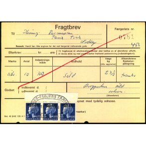 Fragtbrev - 3x 100 re M  Prov. - Fra Esbjerg til Fan 19. Marts 1976  - Arkivhuller !