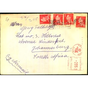 Luftpost Brev til Syd Afrika - Efterporto 205 re - 4 Maj 1965