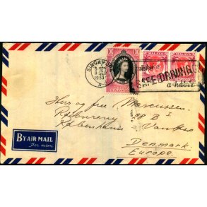 Luftpost Brev fra Malaya til Danmark  - 8 - 9 - 53