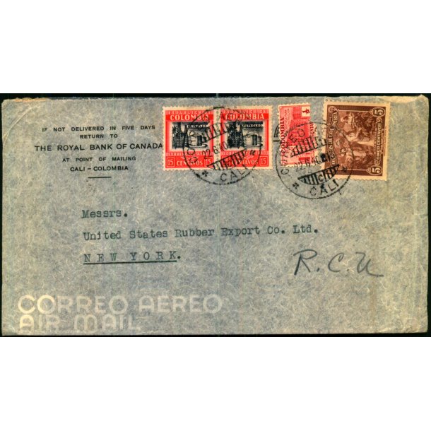 Luftpost Brev fra Colombia til New York - 22 - 6 - 1940