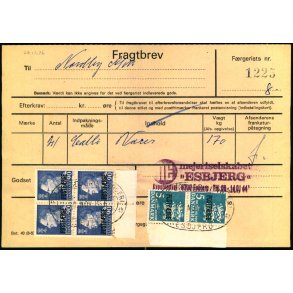 Fragtbrev - 4x 90 re Fr IX og 2 x 5 kr  Prov. - Fra Esbjerg til Fan 20. Nov 1976  - Arkivhuller !
